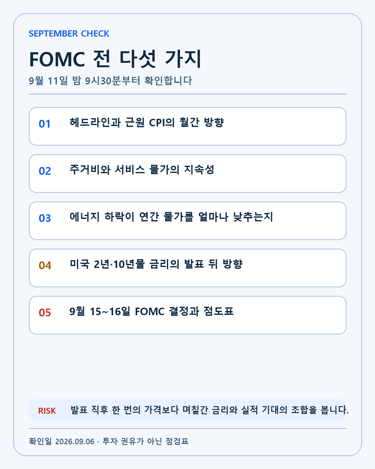 2026년 9월 CPI와 FOMC 체크리스트